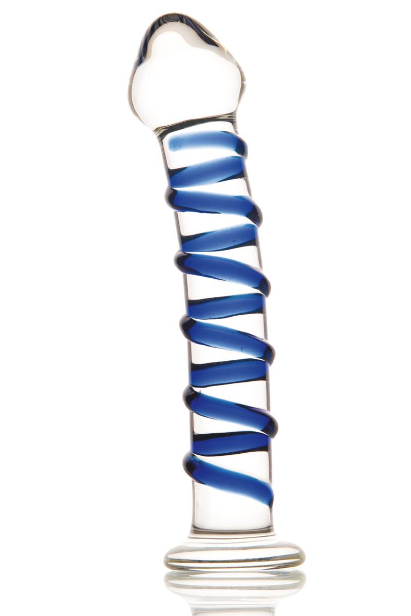 Фаллоимитатор из стекла Blue Spiral Glass. Фото секс-шоп Jero.kz Фаллоимитатор из стекла Blue Spiral Glass. Фото секс-шоп Jero.kz