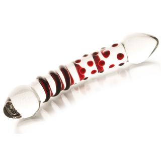 Двухголовый фаллоимитатор из стекла Double Drops Glass 20 см.