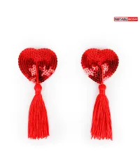 Красные сердечки из пайеток с кисточками