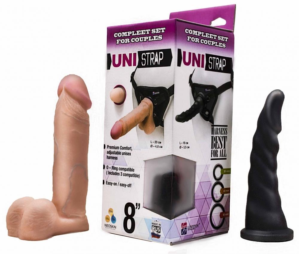Страпон из трусиков с двумя насадками Uni Strap 8 дюймов в секс-шопе Jero.kz
