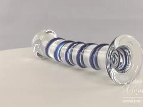 Blue Spiral Glass Dildo