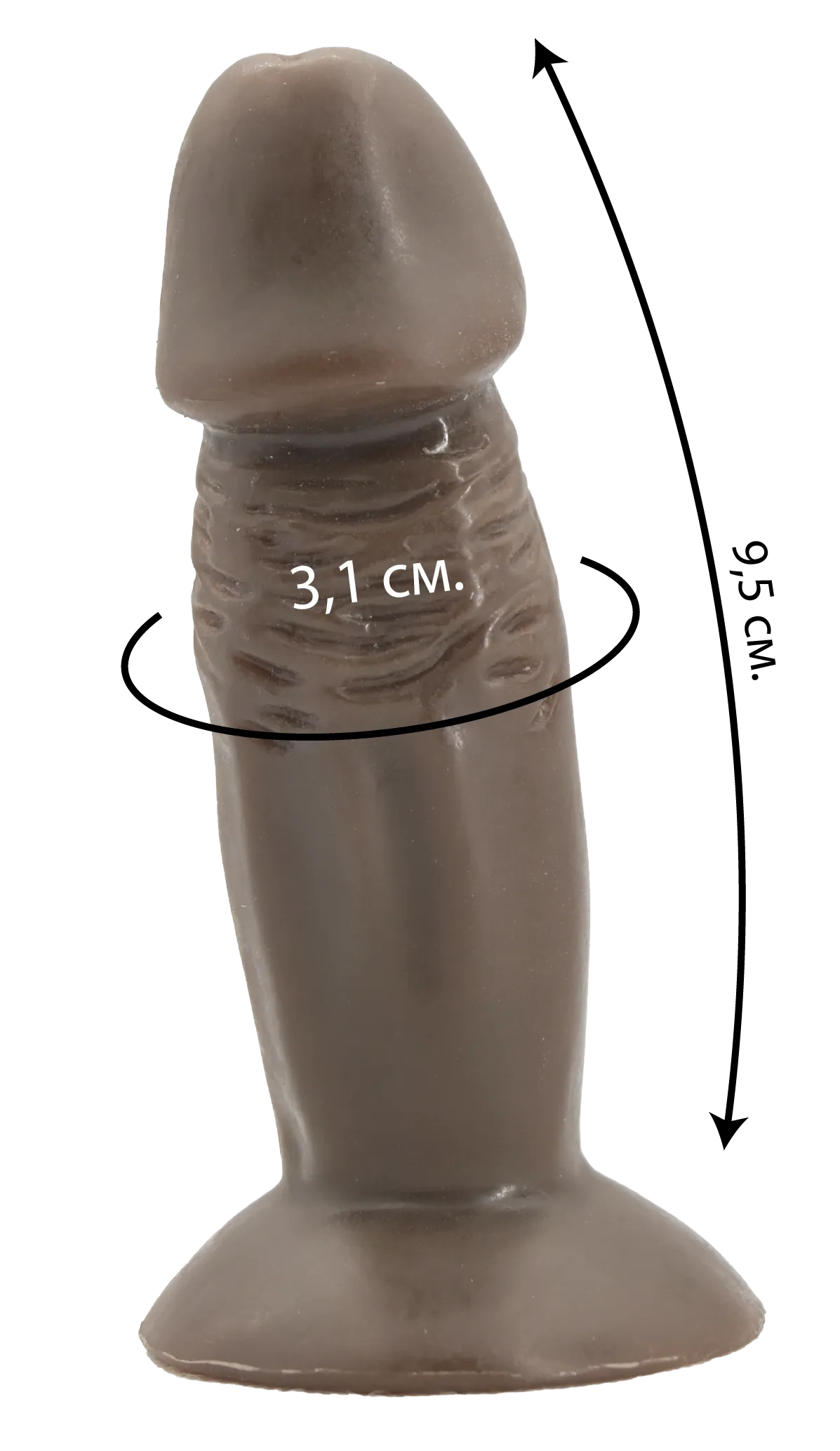 Размеры анальной втулки - шоколадного пениса Realistic
