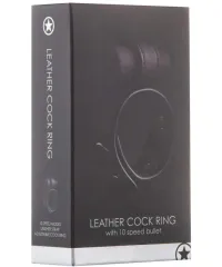 Кольцо с вибропулей Leather Cock Ring (Бренд Ouch!)