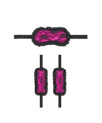 Introductory Bondage Kit #7 - Pink (манжеты, маска)