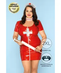 Эротический костюм медсестры (2XL) из лакового кожзама