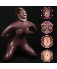 Надувная кукла-мулаточка для секса с пышной грудью и открытым ротиком