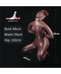 Надувная кукла-мулаточка для секса с пышной грудью и открытым ротиком