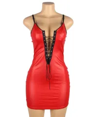 Роскошное красное платье из ткани "под кожу и латекс"