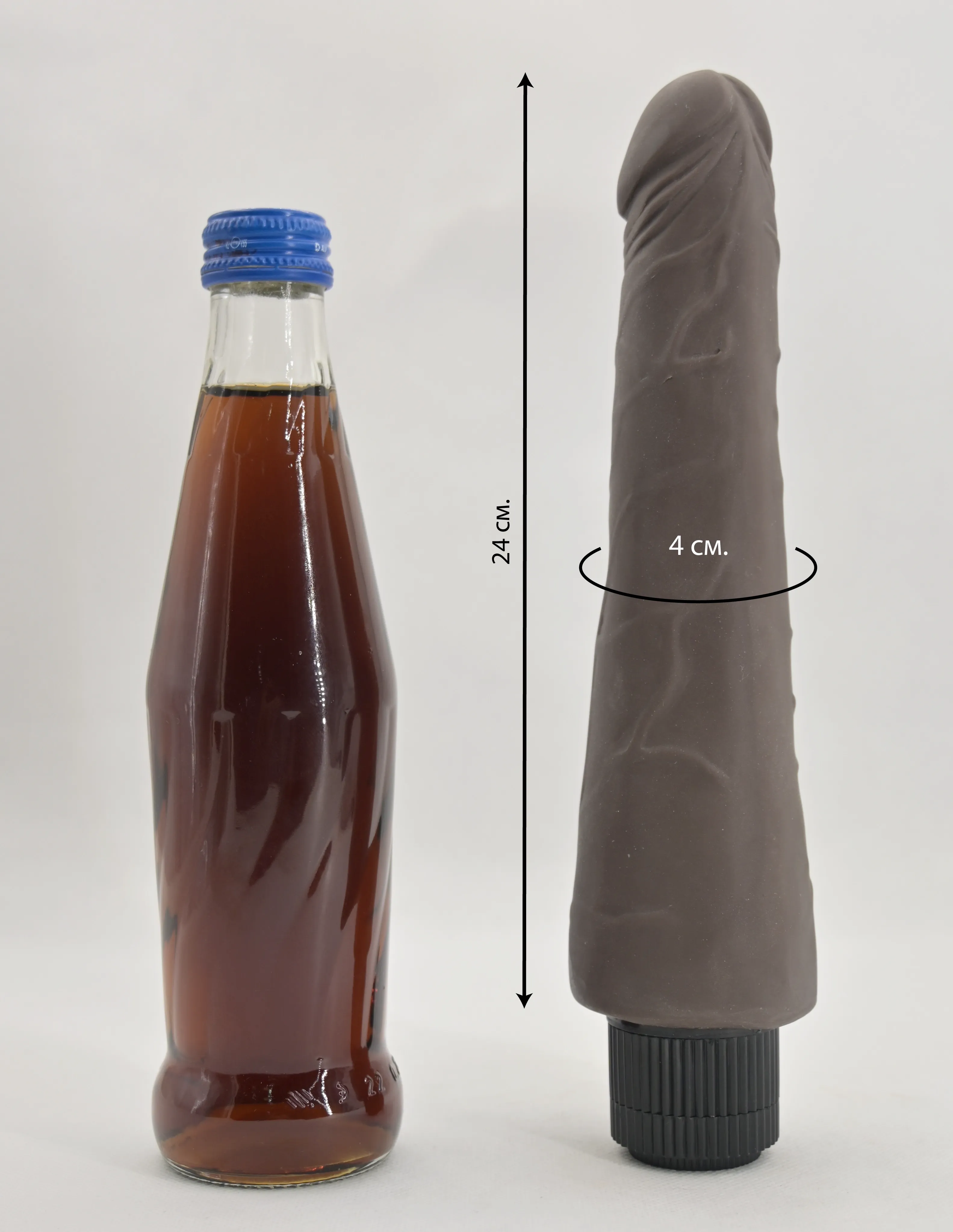 Размеры вибратора Flirtation со стеклянной бутылкой 0,33 л.