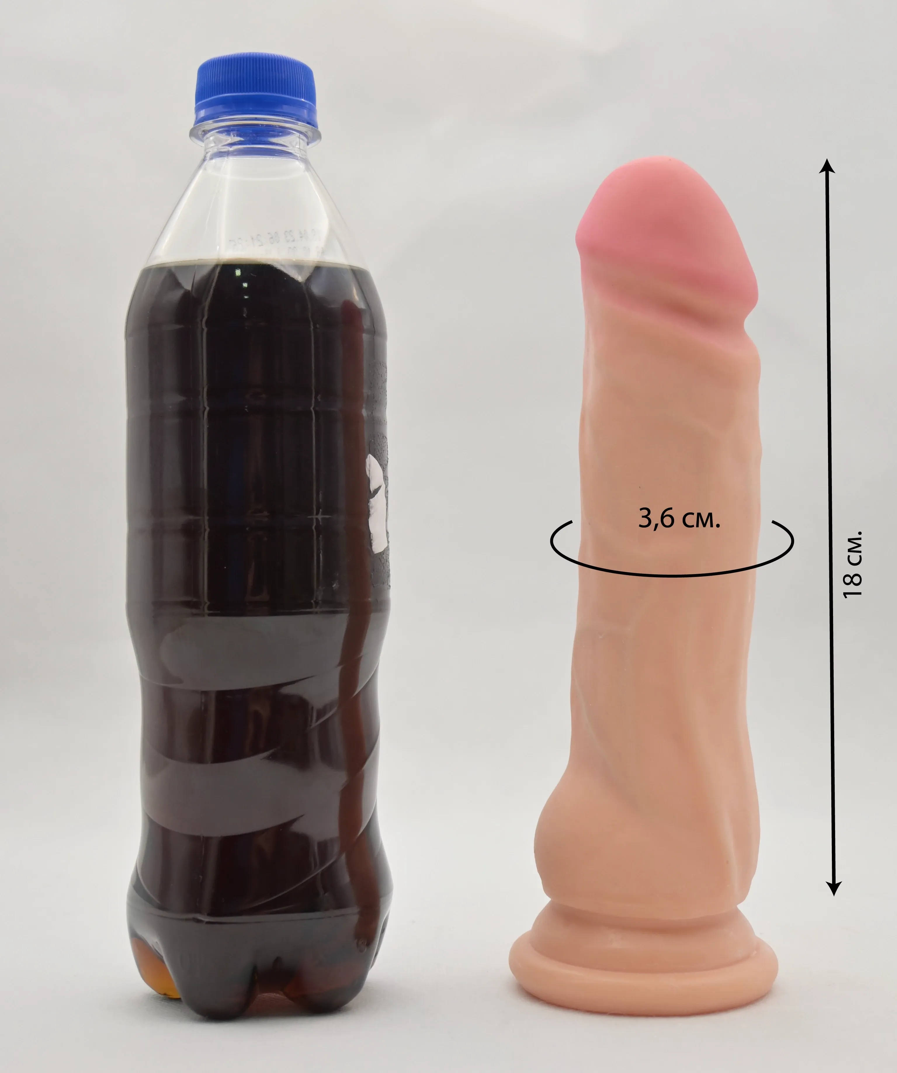 Размеры фаллоса Real Stick Richard и сравнение с бутылкой
