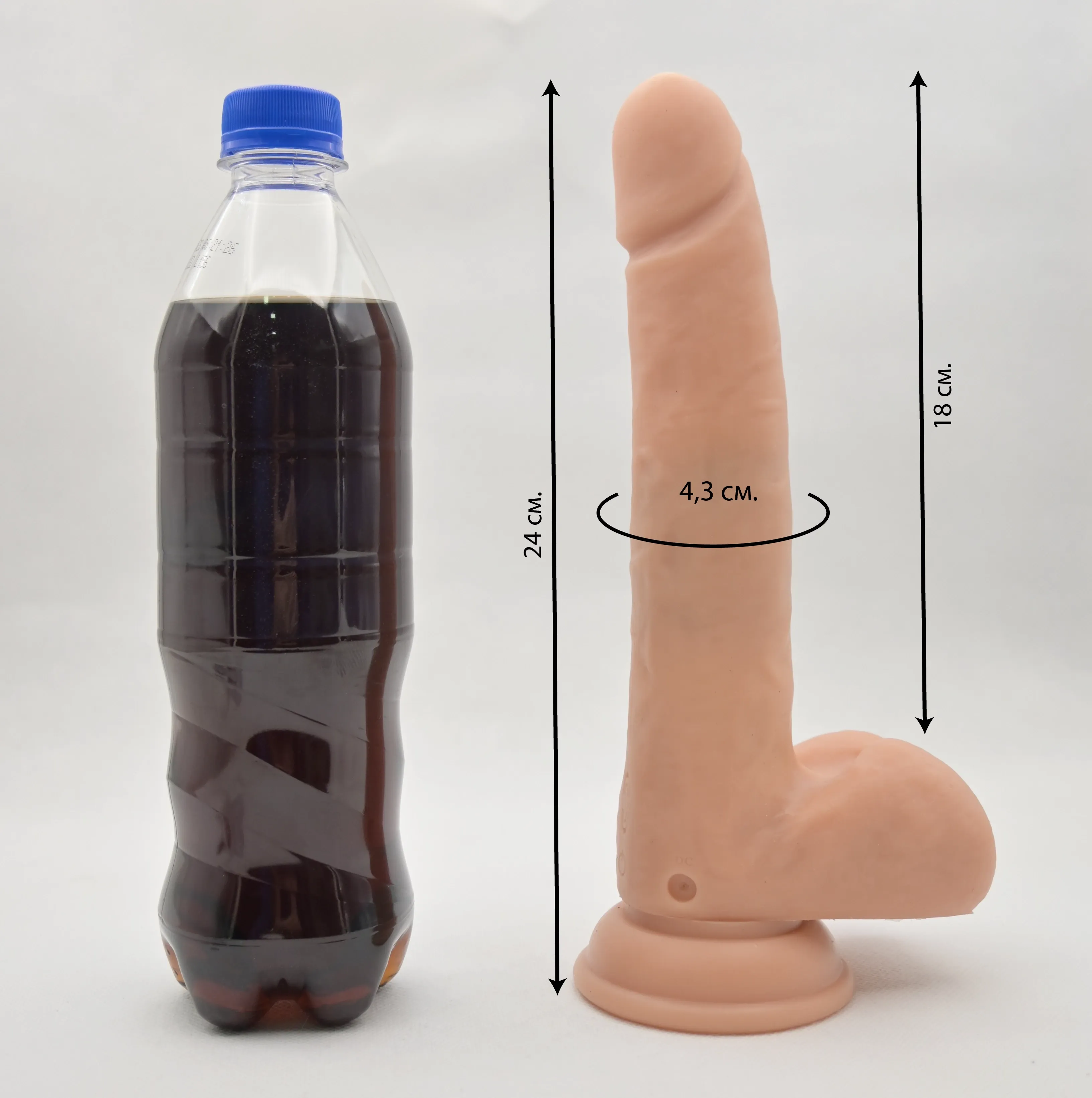 Размеры Thunder Smitten Fiona и сравнение с  бутылкой газировки
