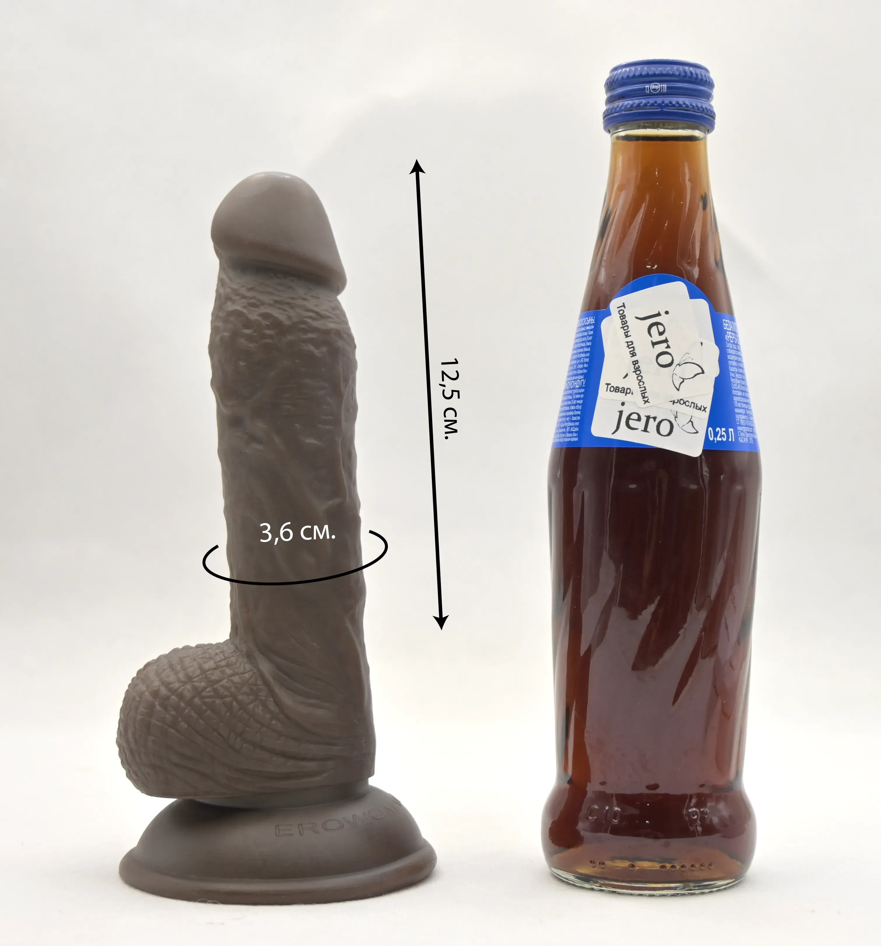 Размеры фаллоимитатора и сравнение с бутылкой пепси